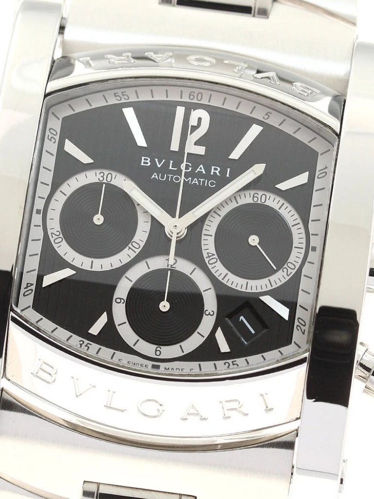 Bvlgari Assioma Aa48sch Chronograph Date Black Dial Automatic Mens Watch